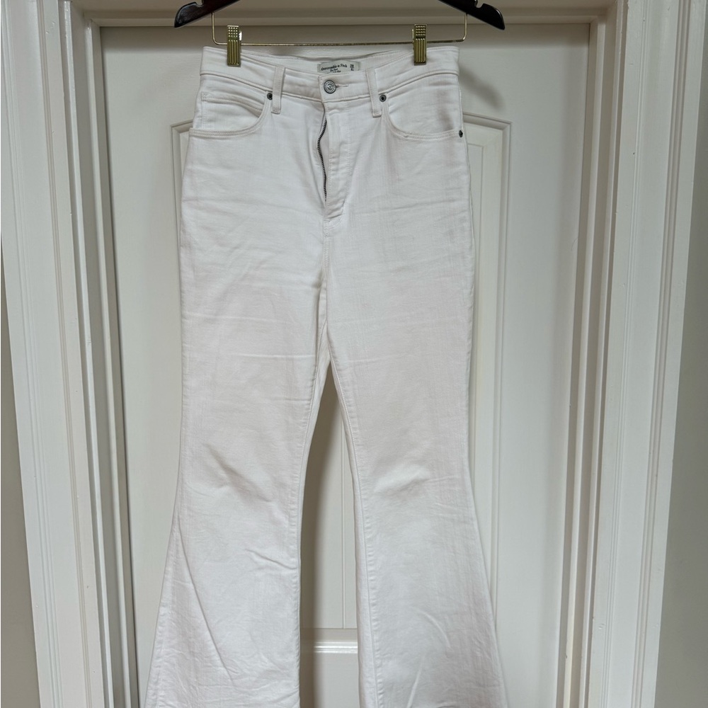 Abercrombie & Fitch White Flare Wide Leg Jeans